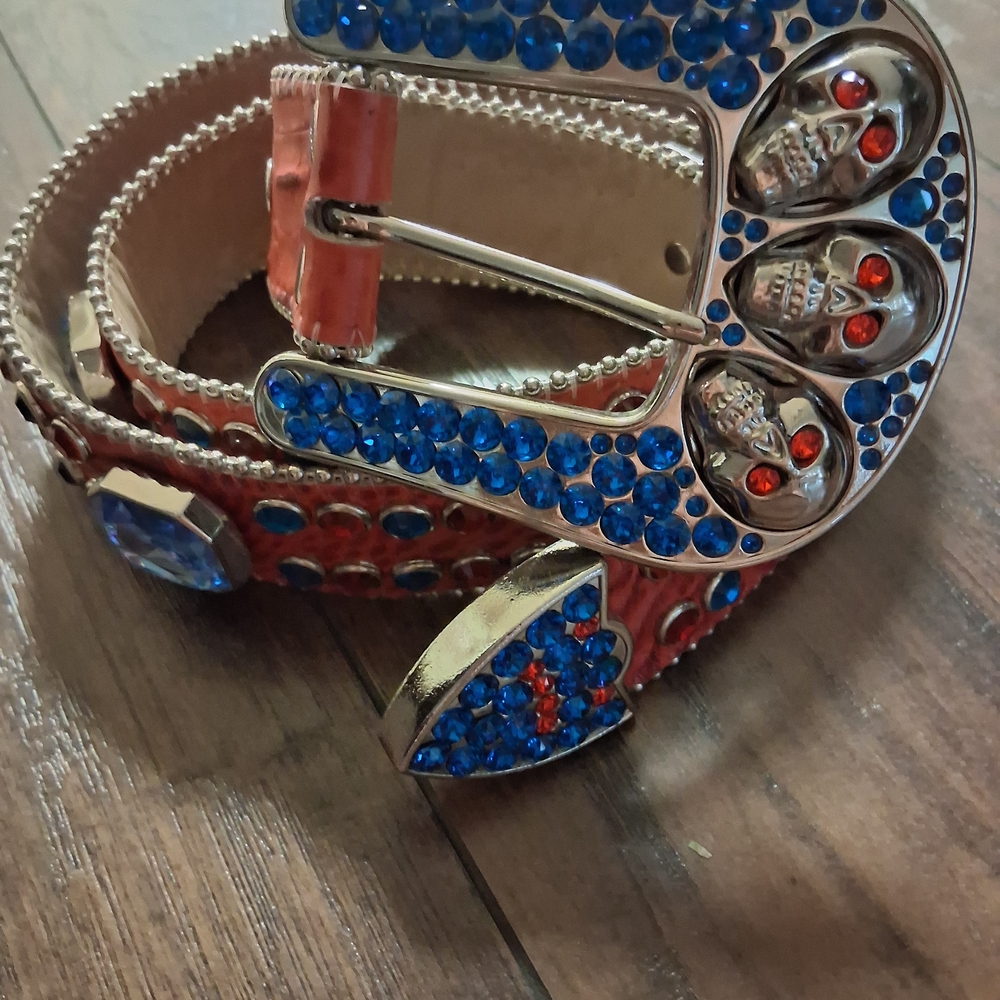 Studded Red and Blue Belt